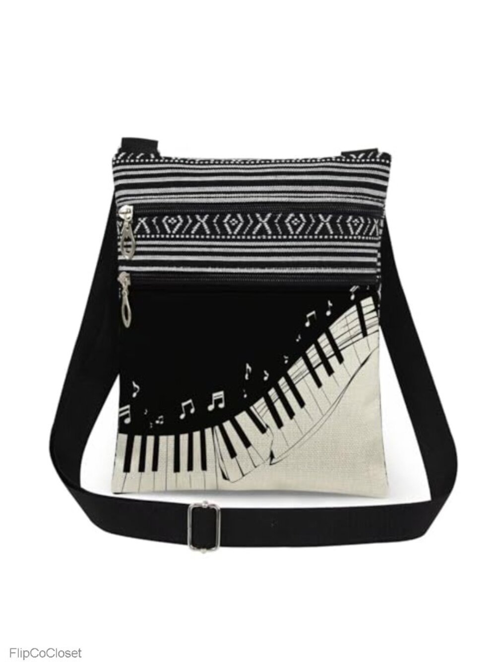Piano Keys Crossbody Bag Polyester Adjustable Strap Sling